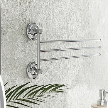 Полотенцедержатель Fora Drop 390 мм тройной поворотный на шуруп нержавеющая сталь хром (FOR-DP023/6789)