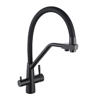 Смеситель для кухни РМС SUS127 черный гибкий излив с подключением к фильтру однорычажный (SUS127TBL-016F-015)