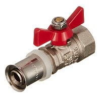 Кран шаровой латунный Valtec 16(пресс) x 1/2 ВР(г) для металлопластиковых труб бабочка прямой (VT.242.N.1604)