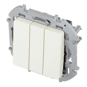 Выключатель Legrand Inspiria трехклавишный встраиваемый слоновая кость (673541)