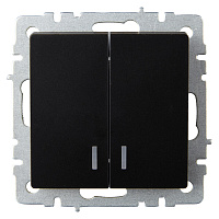 Выключатель IEK Brite ВС10-2-1-БрЧ двухклавишный встраиваемый черный (BR-V20-1-10-K02)