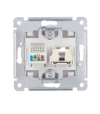 Розетка компьютерная/ телефонная Hegel Master встраиваемая серебро RJ11/ RJ45 (РСКТ-440-06)