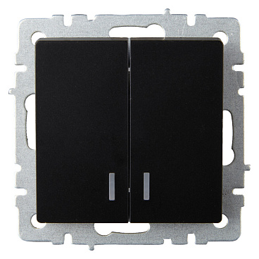 Выключатель IEK Brite ВС10-2-1-БрЧ двухклавишный встраиваемый черный (BR-V20-1-10-K02)