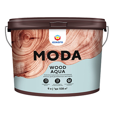 Краска фасадная по дереву Eskaro Moda Wood Aqua акриловая база А белая 9 л