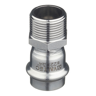 Соединитель VALTEC (VTi.901.I.002205) 22 мм х 3/4 НР(ш) нержавеющая сталь