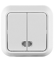 Выключатель Makel Siva Ustu двухклавишный накладной белый с подсветкой (45123)