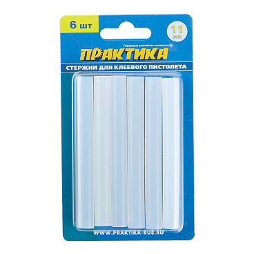 Стержни клеевые Практика 11х100 мм прозрачные 76 г (6 шт.)