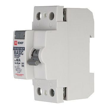 УЗО EKF Basic ВДТ-40 40А 1P+N тип AC 30 мА 4,5 кА (elcb-2-40-30e-sim)