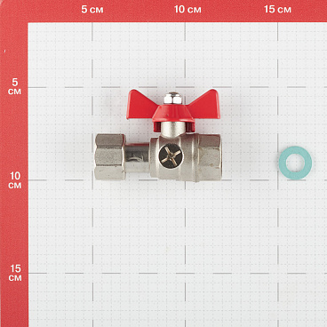 Кран шаровой латунный Valtec 1/2 ВР(г) х 1/2 ВР(г) для подключения манометра проходной бабочка прямой (VT.807.N.0404)