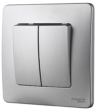 Выключатель Systeme Electric Blanca двухклавишный встраиваемый алюминий (BLNVS010503)