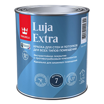 Краска моющаяся Tikkurila/Tikkivala Luja Extra матовая база С бесцветная 0,9 л