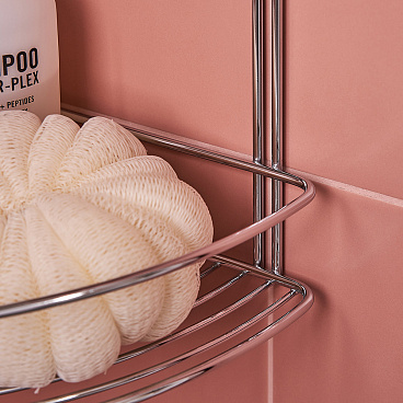 Полка для ванной ЧМЗ угловая трехъярусная 222х222х474 мм металл хром (501-006-28)