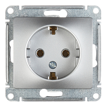 Розетка Systeme Electric Glossa встраиваемая алюминий (GSL000343)