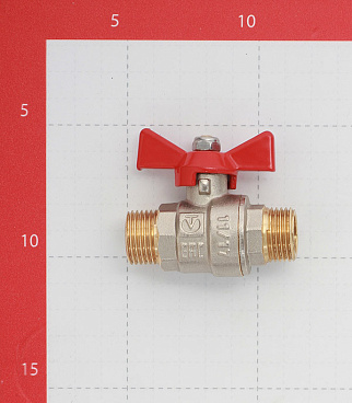 Кран шаровой латунный Valtec Base 1/2 НР(ш) х 1/2 НР(ш) бабочка прямой (VT.219.N.04)