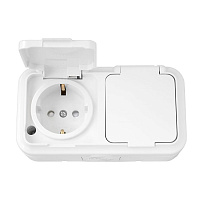 Розетка Svet накладная белая со шторками с крышкой (EV 0366-8620)
