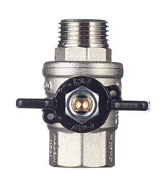 Кран шаровой латунный Bugatti 1/2 ВР(г) х 1/2 НР(ш) бабочка прямой (03070176)