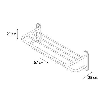 Полка для полотенец Fixsen Hotel 665х250 мм с дополнительной штангой на шуруп алюминий хром (FX-31015)
