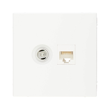 Розетка телевизионная/ компьютерная Systeme Electric ArtGallery встраиваемая белая TV/ RJ45 (GAL000189)