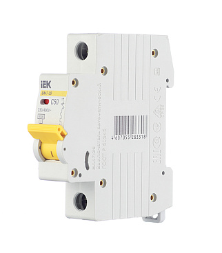 Автоматический выключатель модульный IEK Karat ВА 47-29 1P 50А тип C 4,5 кА 220 В (MVA20-1-050-C)