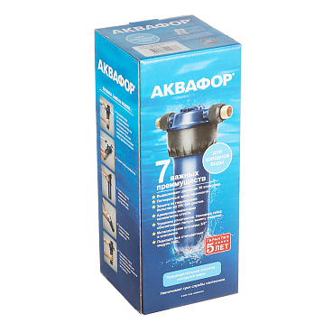 Корпус фильтра Аквафор для холодной воды пластик 10SL 3/4 НР(ш) х 3/4 НР(ш) синий