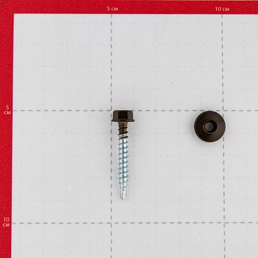 Саморезы кровельные с буром 35х4,8 мм металл-дерево темно-коричневые RR 32 Daxmer (250 шт.)