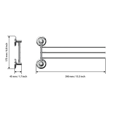 Полотенцедержатель Fora Drop 390 мм тройной поворотный на шуруп нержавеющая сталь хром (FOR-DP023/6789)