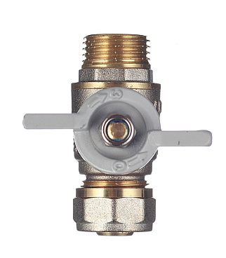 Кран шаровой латунный СТМ 16 обж(ц) х 1/2 НР(ш) для металлопластиковых труб бабочка прямой