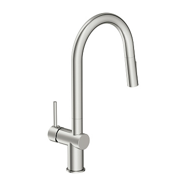 Смеситель для кухни Cersanit Brasko хром с высоким изливом с вытяжной лейкой однорычажный (64841)