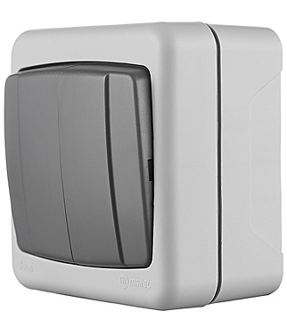 Выключатель Makel двухклавишный накладной серый (36064003)