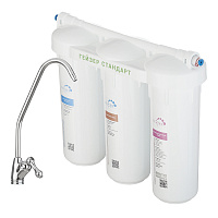 Фильтр для жесткой воды Гейзер Стандарт трехступенчатый проточный с краном 1 мкм 10SL