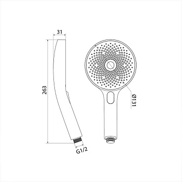 Лейка для душа Iddis SpaHome d130 мм 3 режима без шланга пластик черная (SPA3F0Bi18)