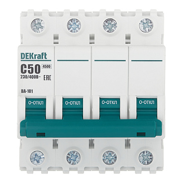 Автоматический выключатель модульный Dekraft BA-101 4Р 50А тип C 4,5 кА 230/400 В (11095DEK)