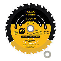 Диск пильный по дереву Rage Furious Fast cut 210х30х1,4 мм 24 зуба (594234)