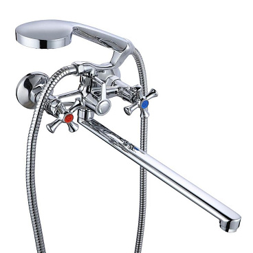 Смеситель для ванны РМС SL хром двухвентильный с длинным изливом с лейкой (SL65-140)