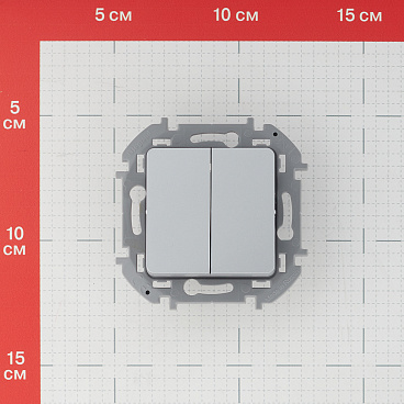 Выключатель Legrand Inspiria двухклавишный встраиваемый алюминий (673622)
