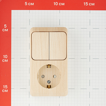 Блок выключатель и розетка Systeme Electric Этюд двухклавишный накладной сосна (BPA16-202D)
