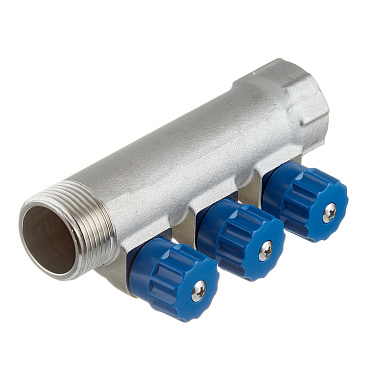 Коллектор Valtec 1 ВР(г) х 3 выхода 1/2 НР(ш) х 1 НР(ш) регулируемый (VTc.560.N.0603)