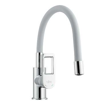 Смеситель для кухни Rossinka Z хром/серый с гибким изливом однорычажный (Z35-35U-Gray)