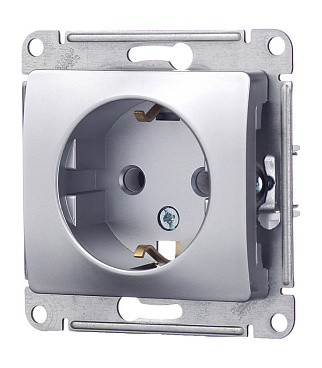 Розетка Systeme Electric Glossa встраиваемая алюминий (GSL000343)