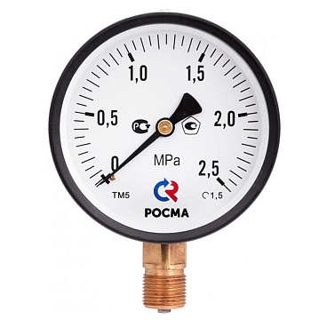 Манометр Росма ТМ-210Р.00 G1/4.2,5 радиальный 1/4 НР(ш) 10 бар d50 мм (597)