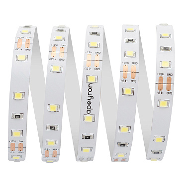 Лента светодиодная SMD 3528 Apeyron (000002) 6000К 24 Вт 12 В IP20 5 м