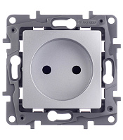 Розетка Legrand Etika встраиваемая алюминий со шторками (672434)