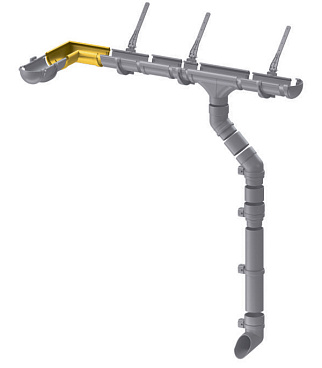 Угол желоба Docke Lux пластиковый d140 мм 90° пломбир RAL 9003