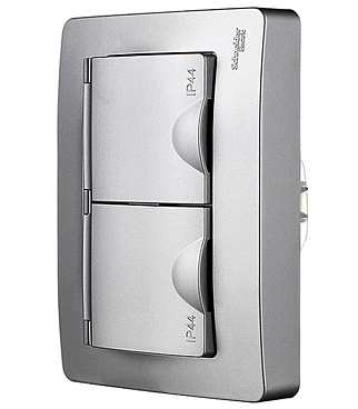 Розетка Systeme Electric Blanca встраиваемая алюминий со шторками (BLNRS441123)