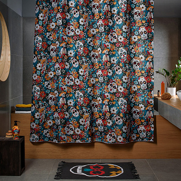Штора для ванны Moroshka Los Muertos 1800х2000 мм полиэстер красная/синяя (T690-2)