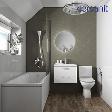 Унитаз-компакт Cersanit City безободковый с горизонтальным выпуском с сиденьем дюропласт микролифт белый (S-KO-CIT011-3/5-COn-S-DL-)