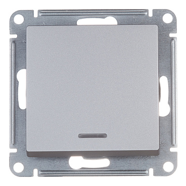 Переключатель Systeme Electric AtlasDesign одноклавишный встраиваемый алюминий с подсветкой (ATN000363)