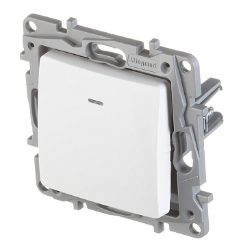 Выключатель Legrand Etika одноклавишный встраиваемый белый с подсветкой (672203)