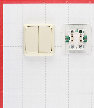 Выключатель Hegel Alfa двухклавишный накладной слоновая кость (ВА10-153-01)