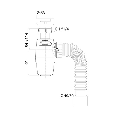 Сифон для раковины Wirquin Neo Air System 1 1/4х40 мм с выпуском d63 мм с соединением 40/50 мм (30987079)